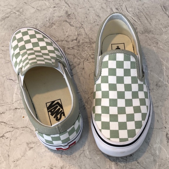 light green checkered vans